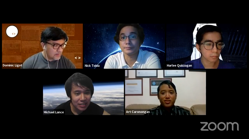 Top 2019 winner Dominic Vincent Ligot, Nick Tobia from G.I.D.E.O.N., and Harlee Quizzagan from Sentinellium. Bottom Lead organizer Michael Lance M. Domagas, and Arturo Caronongan III from .png