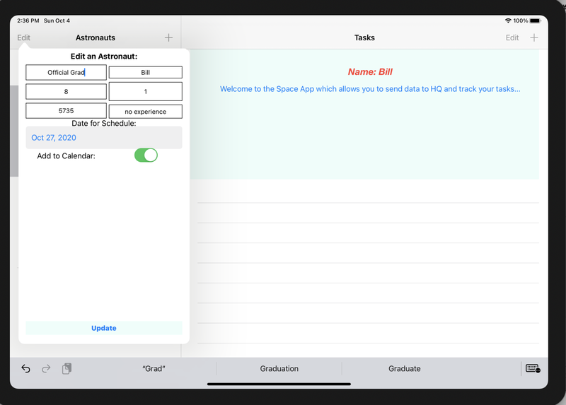 Edit an Astronaut Modal