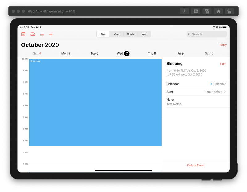 Evidence the app adds the event to the calendar
