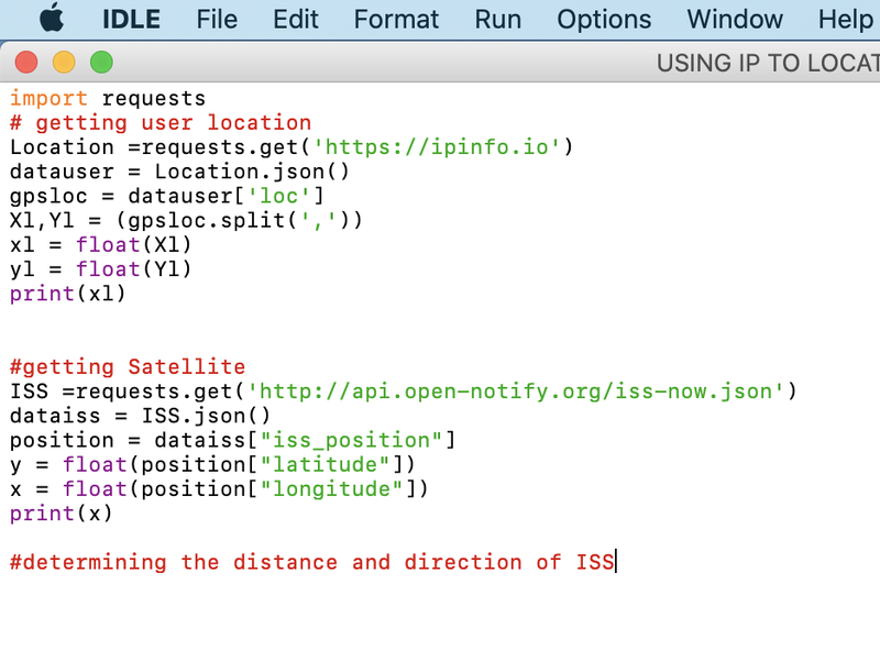 got the location of ISS and location of user 