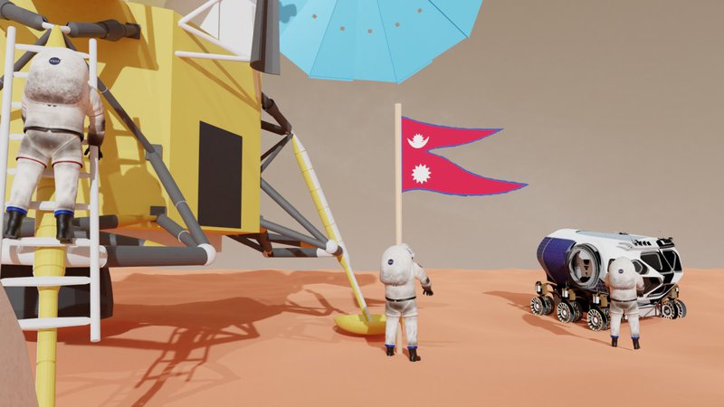 All our computers are burning hot to render the final scenes of our project. #Spaceapps #blender3d #NASOJanakpur #Nepal #Mangalyatra