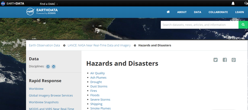 Linking datsets and news from NASA EarthDATA to our website