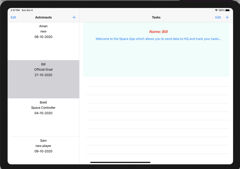 Astronaut Added to table